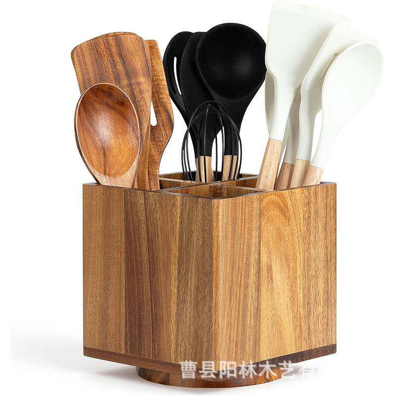 跨境木质餐具盒厨房刀叉收纳木筒收纳盒筷子笼笔筒餐桌分格收纳盒