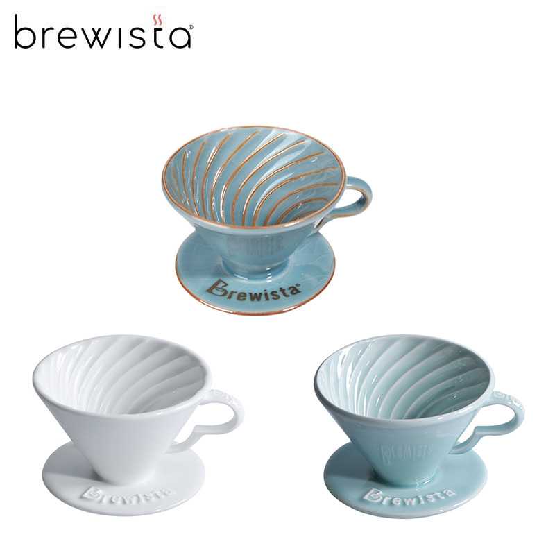 Brewista 陶瓷手冲咖啡过滤杯 单孔V60螺旋纹锥型影青玉冰晶蓝