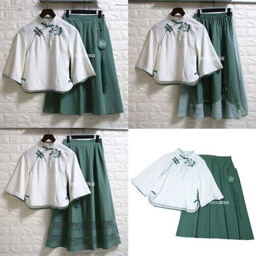 民国风汉服 2024夏季新款民国风棉麻汉服文艺复古女套装民族服饰