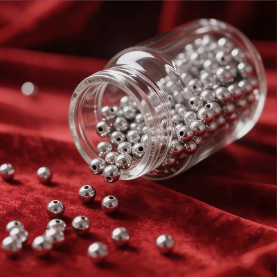 足银999珠子散珠纯银配件穿手串项链卡456MS999银珠子光面珠子 A