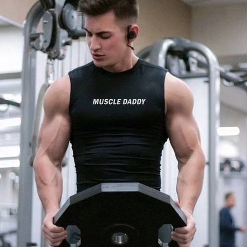 「MUSCLE DADDY 肌肉爹地」美式反光印花运动速干背心 弹力显壮帅