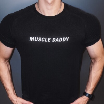 「MUSCLE DADDY 肌肉爹地」美式反光印花运动速干T恤 弹力显壮