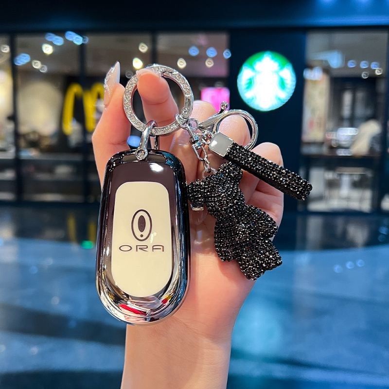 欧拉好猫钥匙套24款芭蕾猫白猫好猫gt闪电猫黑猫改装壳女渐变车扣