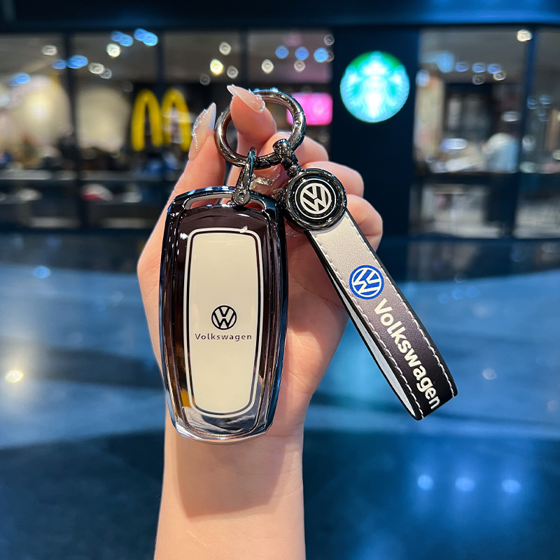 适用大众汽车钥匙套朗逸宝来途观迈腾速腾POLO帕萨特渐变壳扣高档