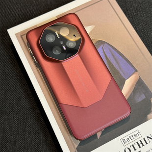 适用华为Mate70pro手机壳80promax喜庆红色新款皮纹m60pro+非凡大师秒变RS保护套m50镜头全包por磨砂硬壳