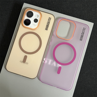 wzxf柔纱冰雾适用oppoReno15Pro手机壳新款大孔reno14磁吸硬壳oppo透明磨砂reno13高级感小众保护套女男款por