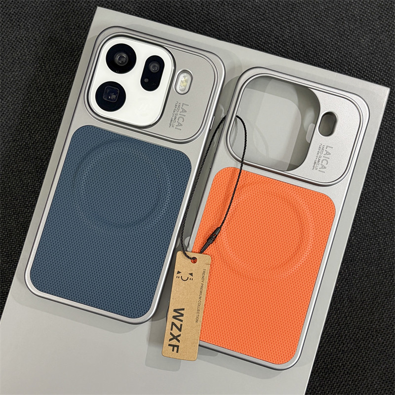 wzxf轻奢贴皮适用oppoFindX9pro手机壳新款橙色大孔磁吸findx9强磁肤感硬壳oppo小众商务por高级感保护套女男