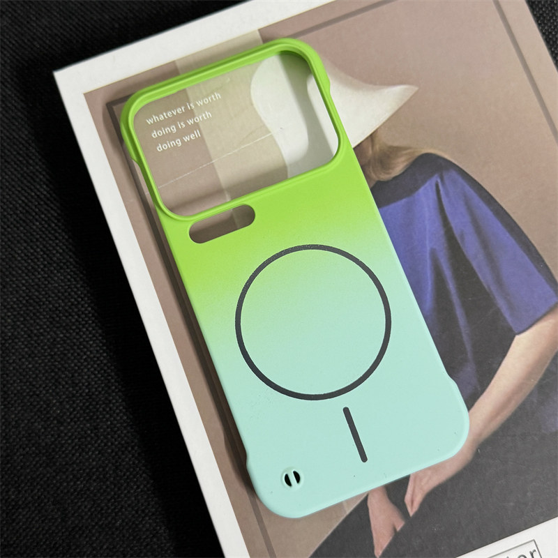 超薄磁吸适用小米17promax手机壳新款无边框小米15pro渐变绿色磨砂米14por创意轻奢13散热保护套半包硬壳男女