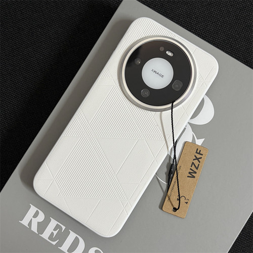 wzxf素皮菱格菱形纹适用华为Mate80手机壳新款白色mate70pro镜头大孔ProMax高档简约m60保护套男女款皮纹max
