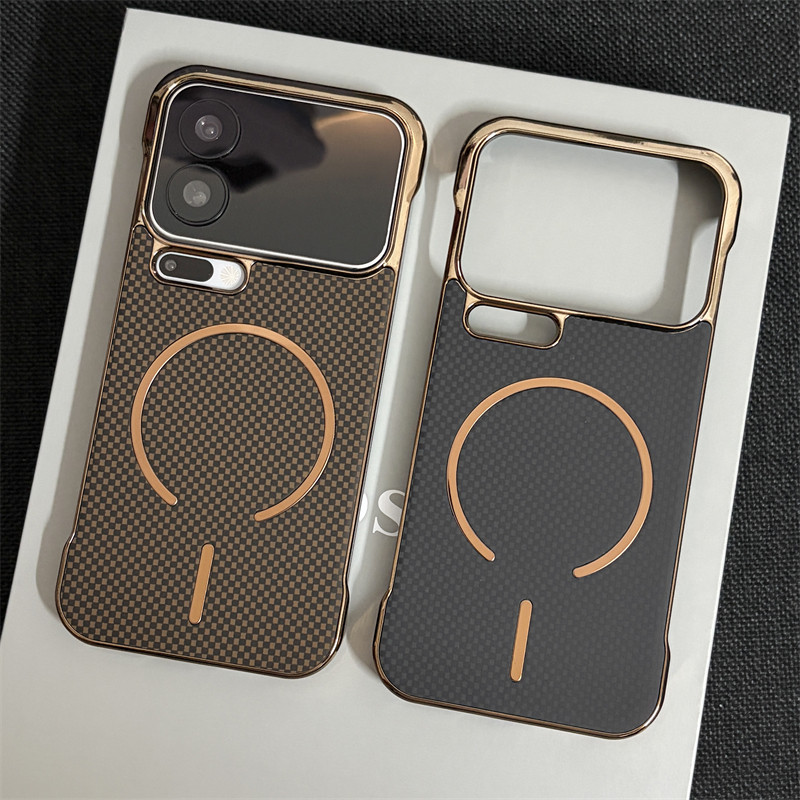 wzxf碳纤维纹无边框适用小米17ProMax手机壳新款电镀磁吸小米17pro超薄大孔创意por高级感个性保护套半包硬壳