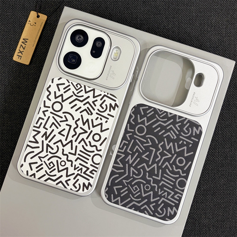 wzxf轻奢素皮涂鸦适用oppoFindx9pro手机壳新款肤感硬壳findx9镜头大孔fx9高级感oppo贴皮x9小众保护套男女款