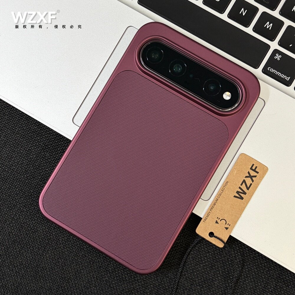 轻奢贴皮内置磁吸磨砂肤感手机壳玫红色适用华为PuraXView新款阔直屏pxv大孔硬壳阔直板高级感保护套商务女男