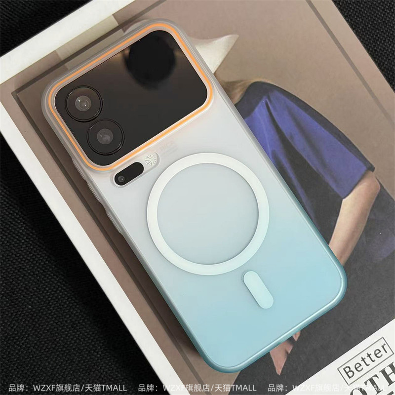 wzxf渐变蓝色适用小米17ProMax手机壳新款pro磁吸硬壳15ultra透明磨砂肤感硬壳14u创意个性max保护套高级感男