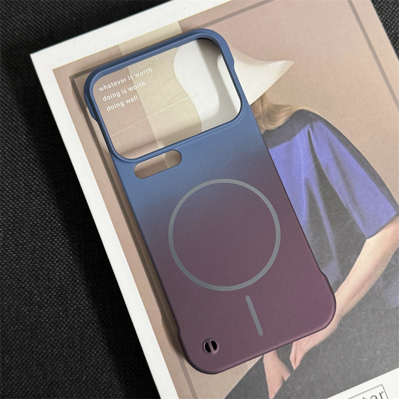 【超薄磁吸】适用小米17promax手机壳新款无边框小米15pro渐变蓝色磨砂米14por创意轻奢13散热保护套半包硬壳