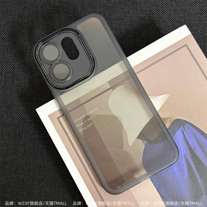 带镜头膜适用OPPOReno15Pro手机壳新款透明黑色reno14全包防摔软壳13硅胶简约高级感por女男款保护套oppo外壳