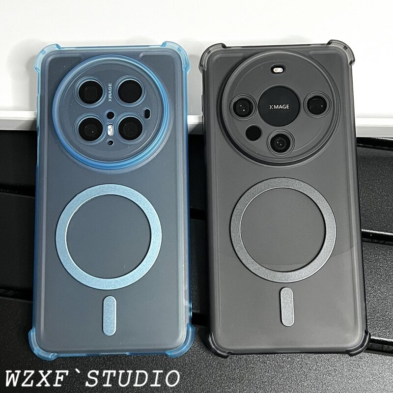 半透明四角气囊适用华为mate70pro+手机壳m60新款pura80ultra冰雾磨砂p70pro高级感mt50全包防摔保护套男por