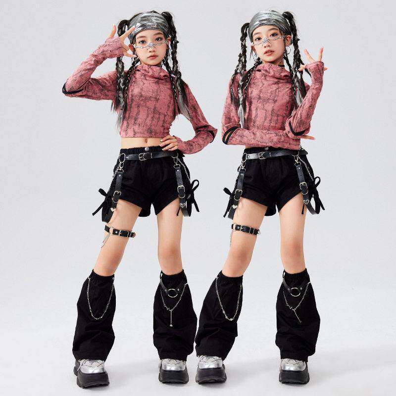女童爵士舞服装嘻哈炸街架子鼓舞台服街舞儿童潮服练功走秀演出服