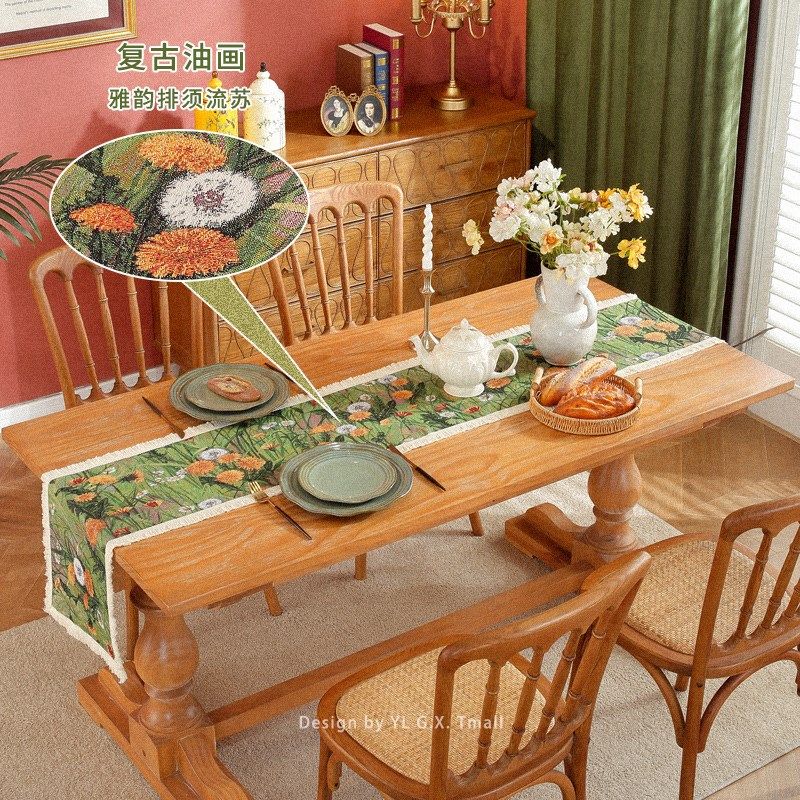 桌旗轻奢高端美式复古高级感茶几电视柜五斗柜防尘长条盖布茶桌布