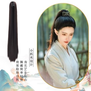 古装假发汉服马尾虎口抓夹高马尾长直发男女通用古风侠客发髻发饰