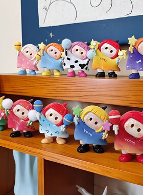 爆款yoyo酱萌趣歪头系列招财转转迷你模型桌面摆件右右酱可爱礼物