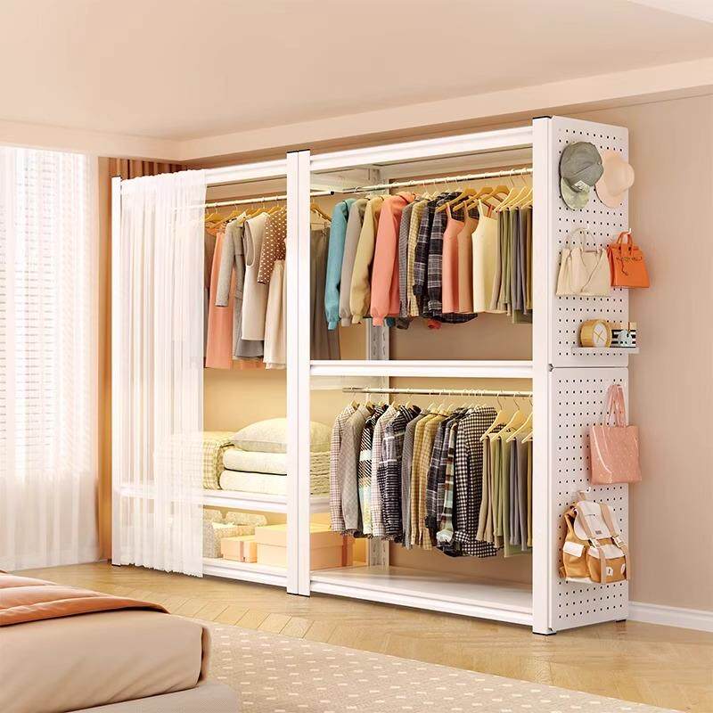 家用货架挂衣架开 放式儿童衣帽架卧室落地衣柜简易置物架收纳层