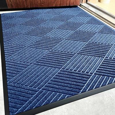 蓝色入户门地垫户外入门脚垫家用门外深蓝色防滑门垫室外门口地毯