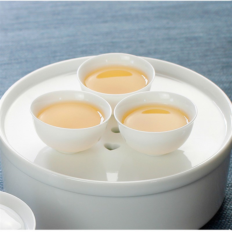 5H6S精致纯h白陶瓷茶具茶杯小巧阳台户外迷你小号茶盘冲泡茶套