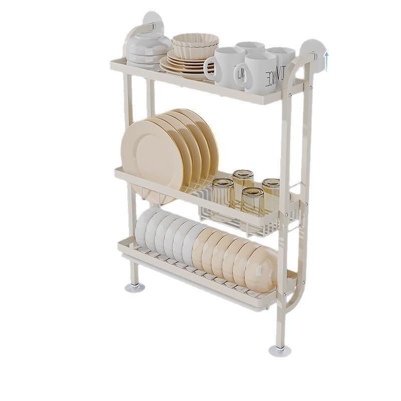 厨房碗碟盘收纳架置物架水槽窄y边沥水碗架免打孔上墙多层碗盘架