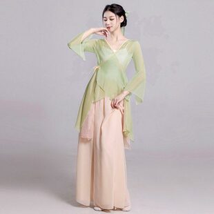 古典舞蹈服女飘逸纱衣中舞练功服女身韵仙气雪纺上衣演出服古风厂