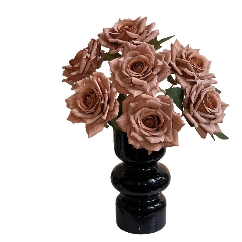 网红卡布奇诺仿真花假花玫瑰花送花F瓶家居商店装饰家居干花束摆