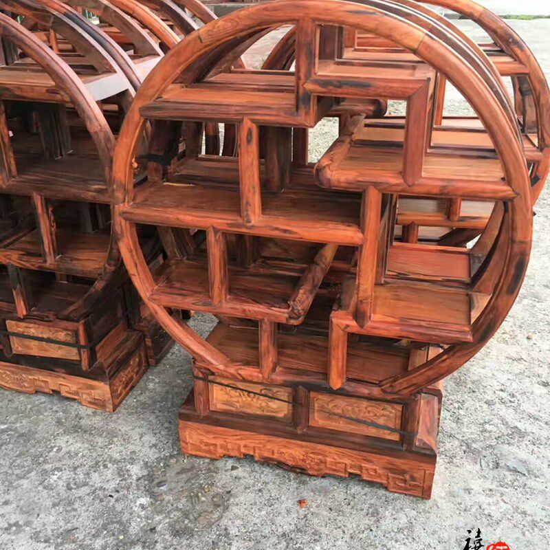 老挝大红酸枝g博古架多宝格架类住宅家具红木茶壶茶具架小型博古