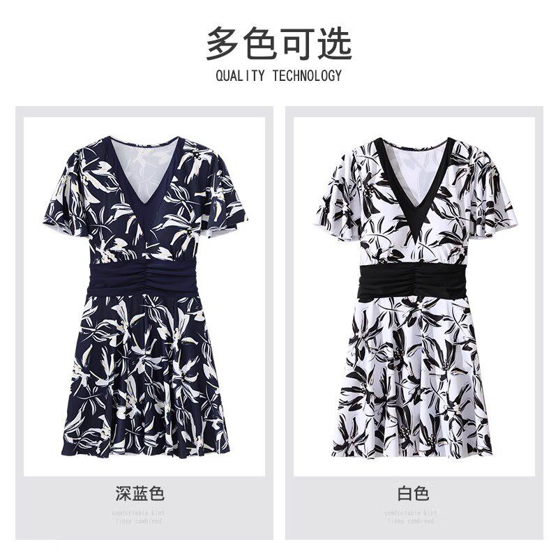 中老年泡温泉泳衣女2025新款遮肚显F瘦保守分体大码会馆妈妈游泳