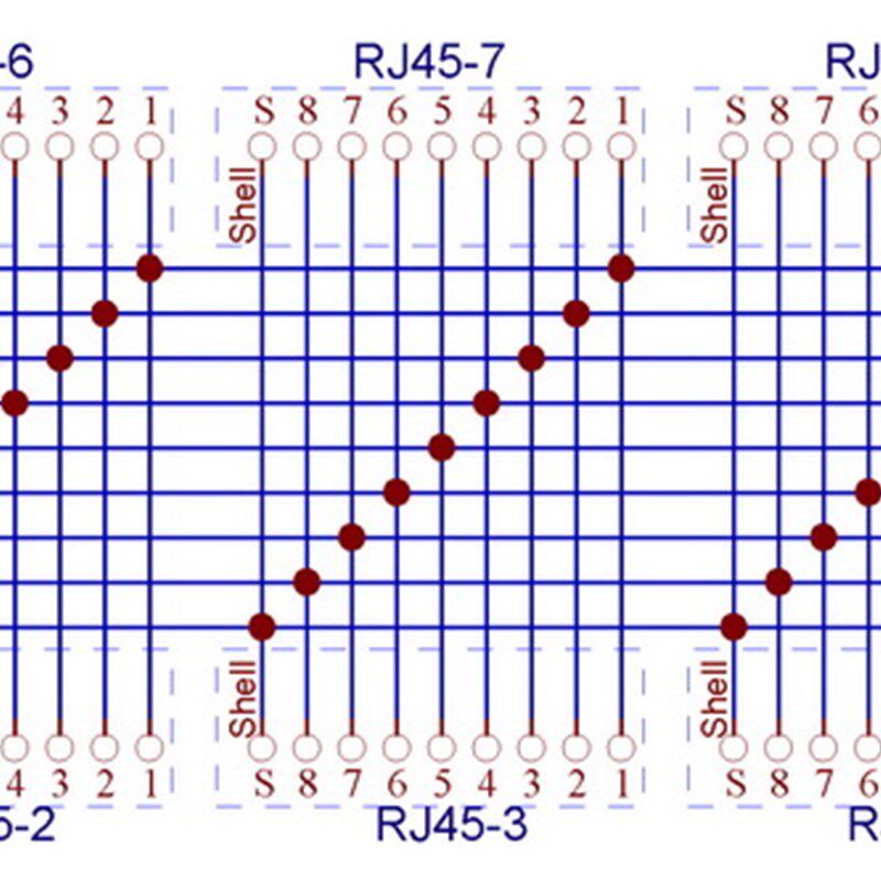 新款RJ45f插座网口水晶头座8P8C网线接口带灯带屏蔽RJ45模组9路