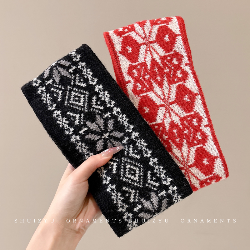 秋冬针织毛线发箍束发带高颅顶压发发捆头箍女款日常外戴发卡头饰