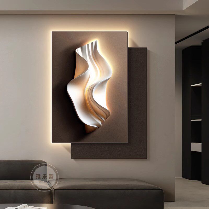 现代简约c客厅装饰画高级感沙发背景墙壁灯画抽象极简大气玄关挂