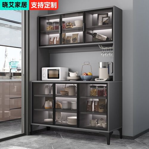 实木餐边柜小户型厨房橱柜置物架一体靠墙酒柜家用客厅储物柜定制