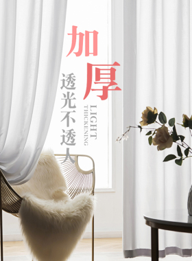 窗帘纱帘透光不h透人纱飘窗白纱阳台客厅卧室半遮光窗纱白色纱新