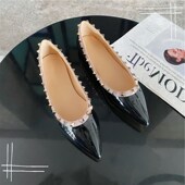 g32 3女鞋 小码 尖头浅口大码 网红铆钉女鞋 43漆皮女鞋 33平底鞋