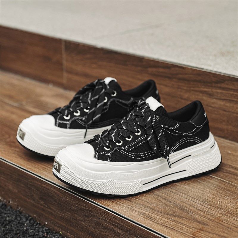 布鞋男款c2025新款潮流休闲鞋夏季透气板鞋小众厚底百搭高级感男,流行男鞋,休闲板鞋,淘宝优惠券,粉丝福利购,淘宝优惠卷