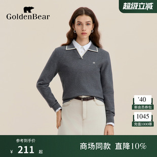 针织衫 GOLDEN 女士含绵羊毛长袖 春季 BEAR 金熊