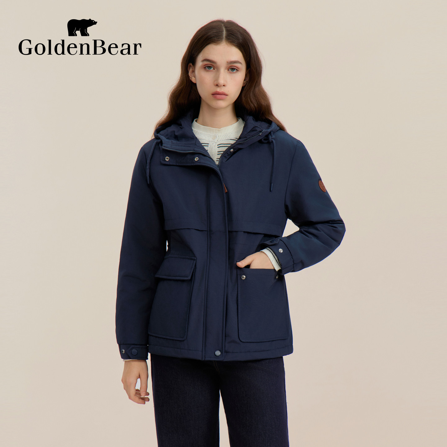 【可收腰】GOLDEN BEAR/金熊 冬季女士中长款保暖棉服