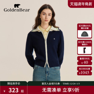 新款 女 新品 针织衫 长袖 含羊领开衫 金熊 BEAR GOLDEN 冬季