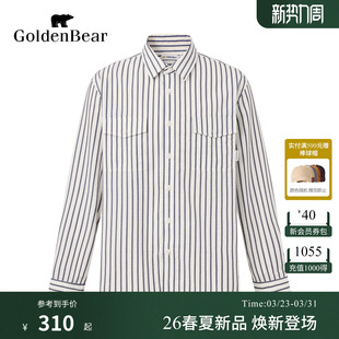 GOLDEN BEAR 衬衫 春季 外套 条纹翻领长袖 新品 2026年男士 金熊