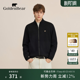 春季 金熊 男装 上衣立领开衫 GOLDEN 薄绒针织衫 BEAR