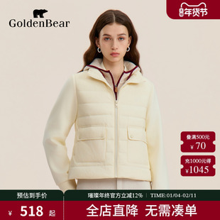【90鸭绒】GOLDEN BEAR/金熊 新款女士小香风翻领轻薄羽绒服