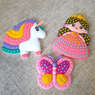 儿童女益diy手工制作品点珠笔卡通公E主玩石贴画孩智钻具2024新款