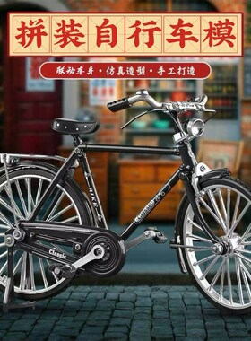 新款行装Y自D车二八大杠仿真模型90年I代复古情怀创意拼I玩具cj