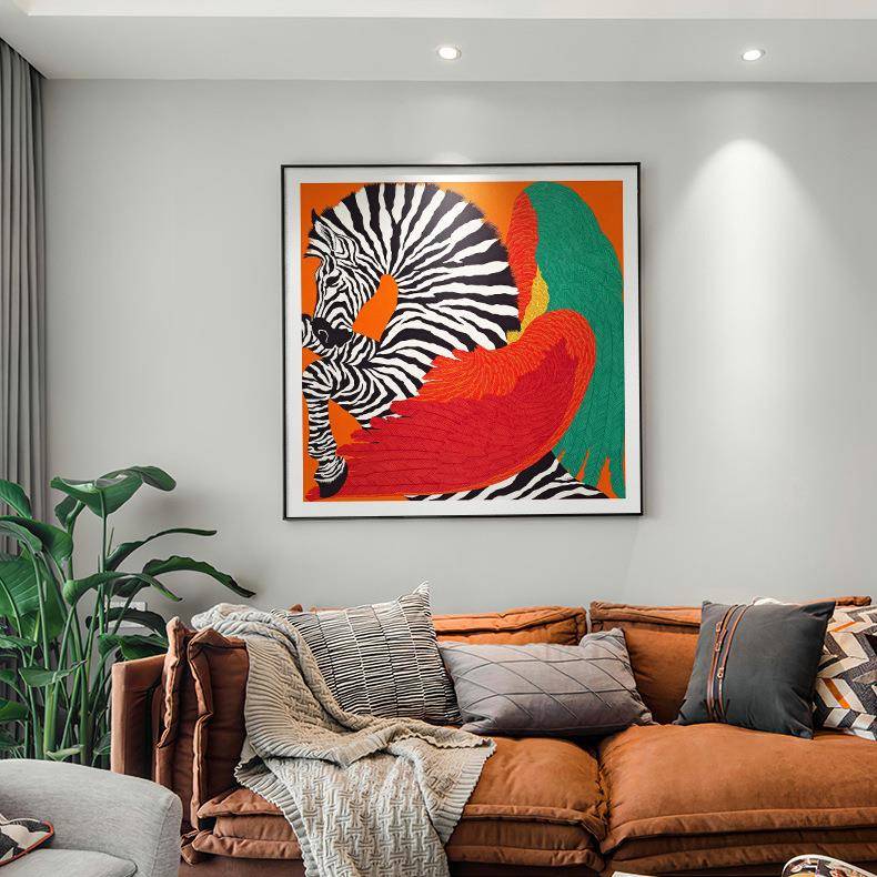 现代简约抽象画厅沙发背景斑马墙装饰画方形玄走廊关壁卧室餐客厅图片