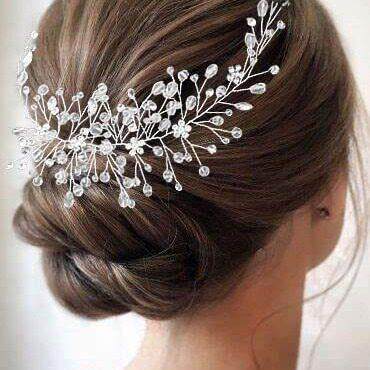 跨境亚马逊 手工编织水晶软链束发发带水钻发饰配饰造型侧饰