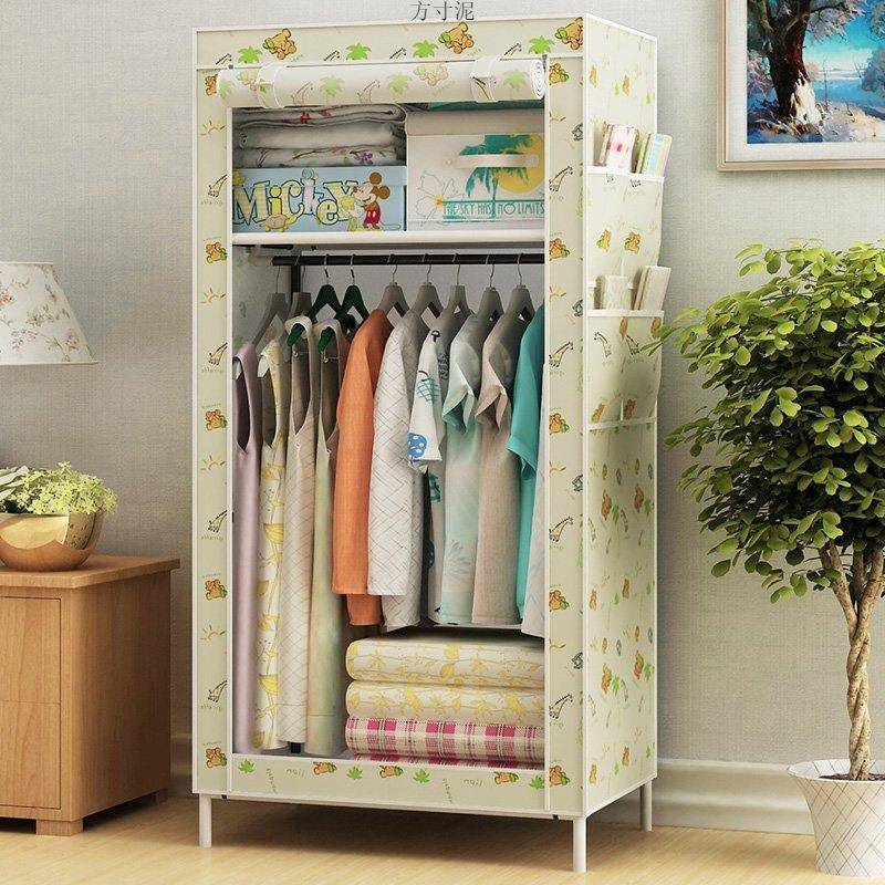 简易布衣柜宿舍加固钢管单人布艺小衣橱简约现代经济型组装收纳柜